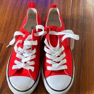 Kids Red Canvas Sneakers